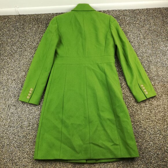 Vintage 2005 J Crew Topcoat Overcoat Wool Green Long Womens Size 4 - Picture 7 of 14
